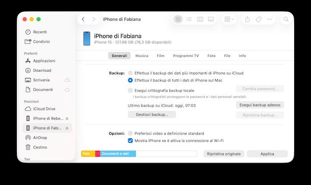 Ripristino backup macOS