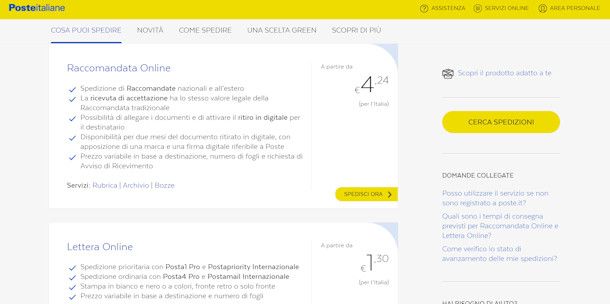 Spedire documenti online