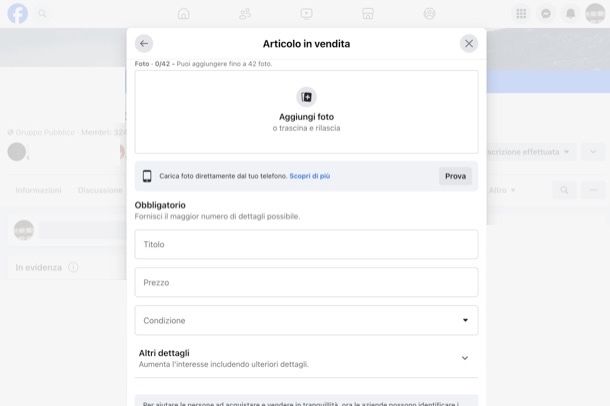 Come vendere su gruppo Facebook