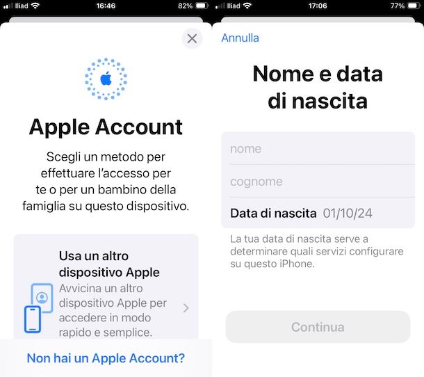 Creare nuovo ID Apple