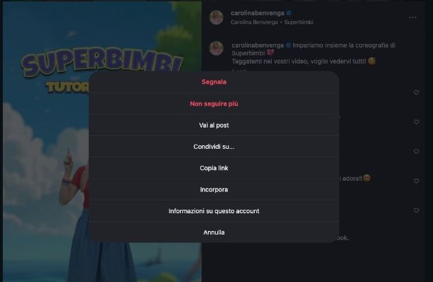 Come copiare il link di un reel Instagram