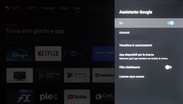 disattivazione assistente google Android TV