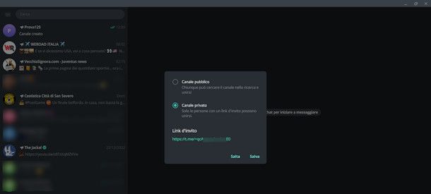 Creare un canale Telegram privato