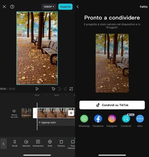 CapCut Come creare un video con musica