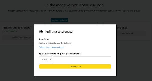 Farsi chiamare da Amazon da PC
