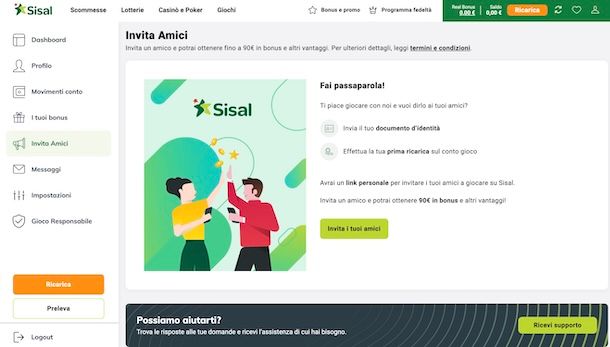 Programma Invita un amico su Sisal