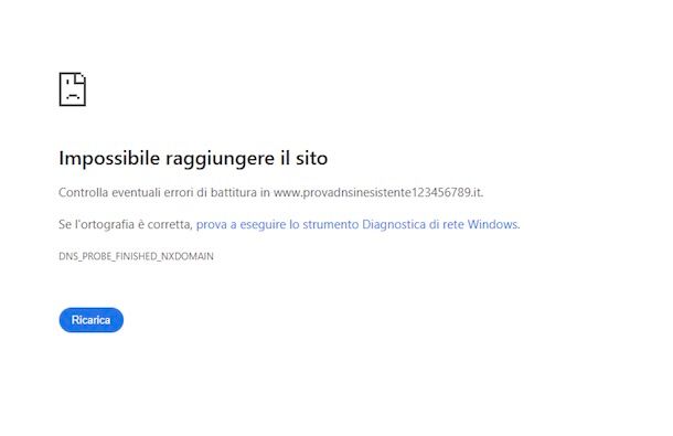 Impossibile trovare DNS