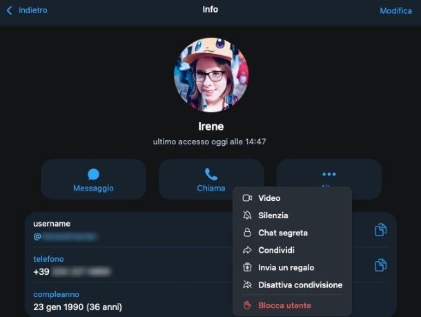 Come mandare foto temporanee su Telegram computer