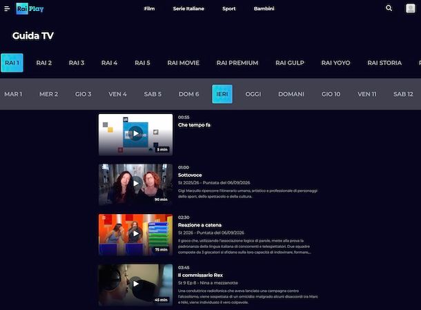 RaiPlay computer