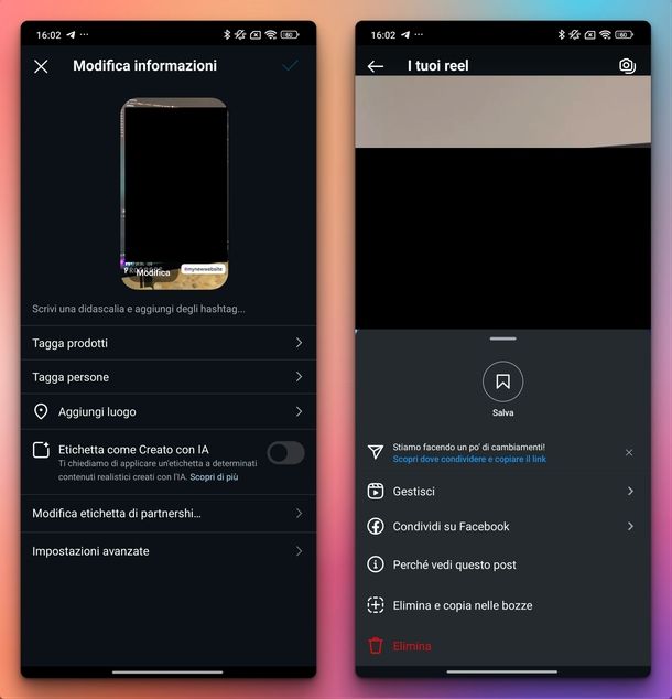 Taggare follower Reel Instagram Android