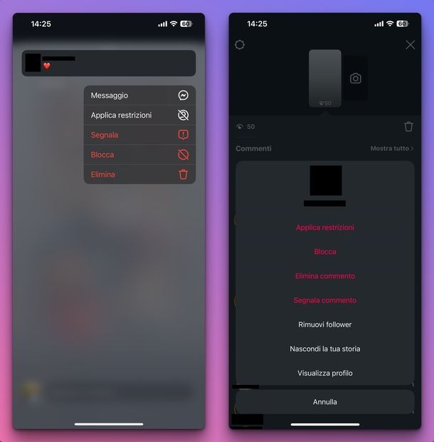 Eliminare commenti Storie Instagram iPhone