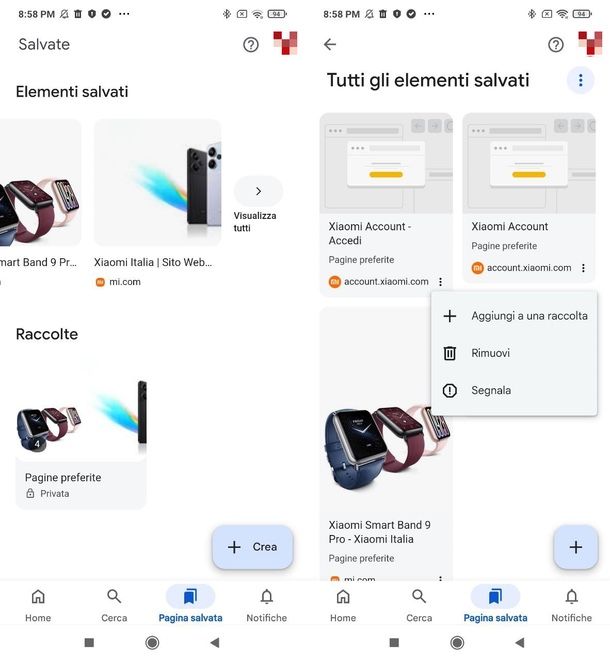come eliminare gli elementi salvati su Google smartphone
