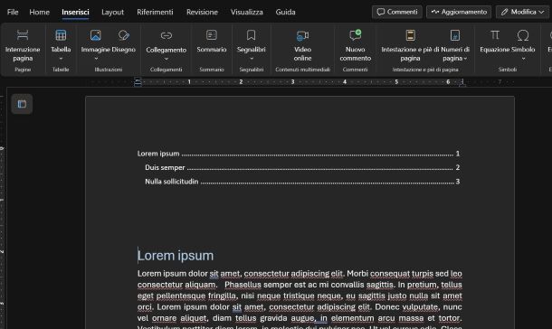 Come inserire un sommario in Word