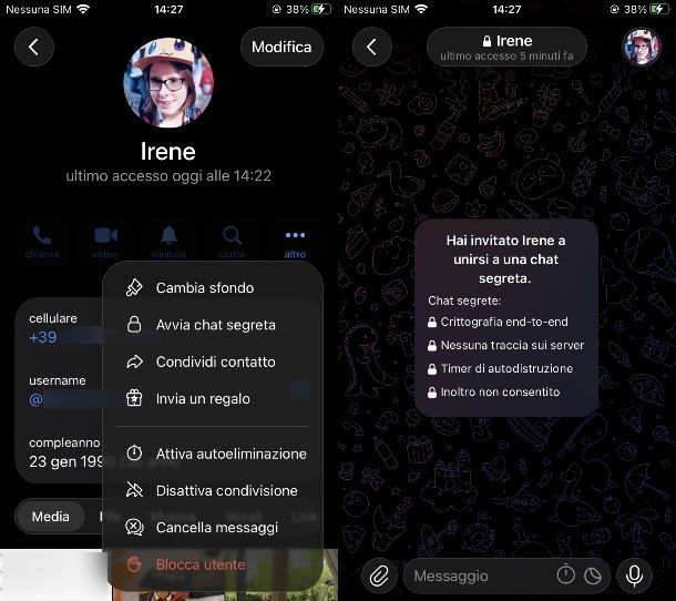 Come mandare foto a tempo su Telegram iPhone e iPad