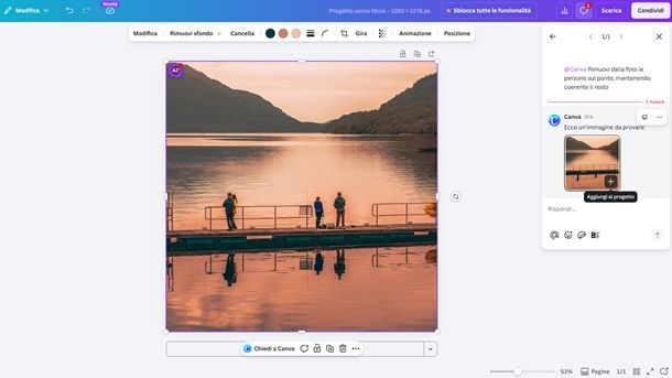 Canva rimuovi oggetti IA online
