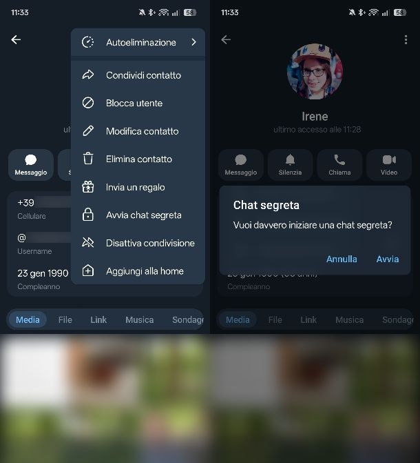 Come mandare foto a tempo con Telegram Android