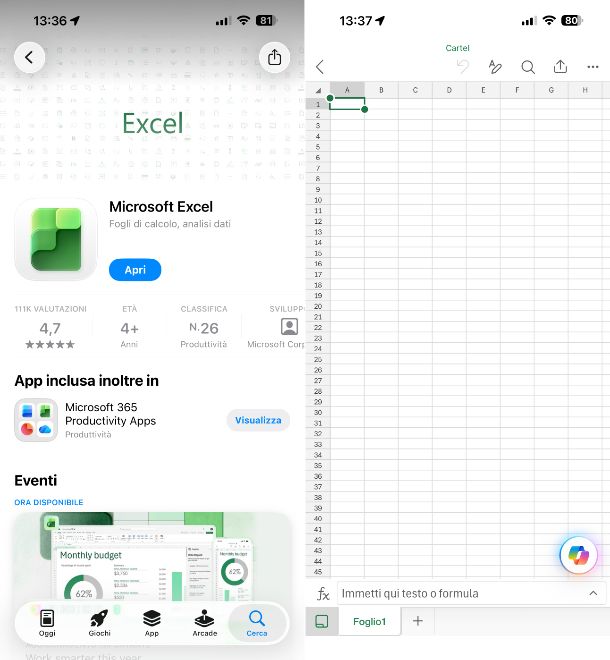 Excel iPhone
