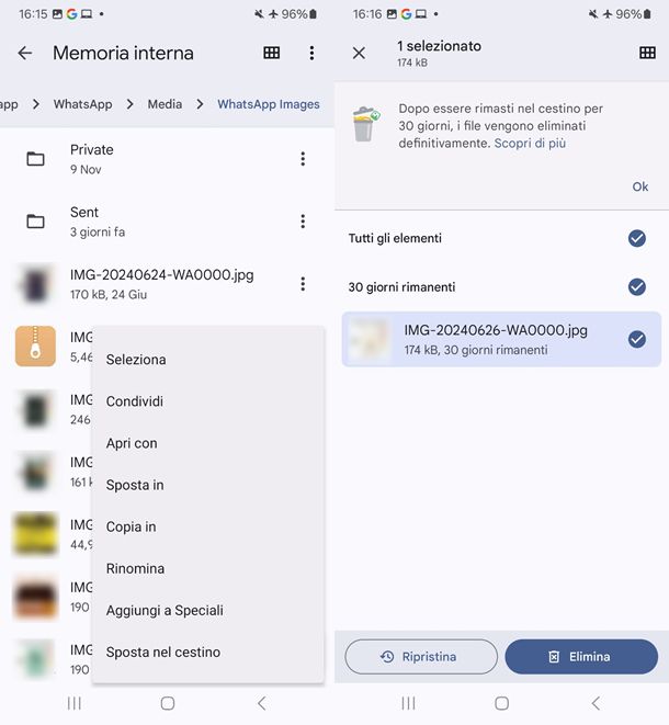 come svuotare cestino WhatsApp Android