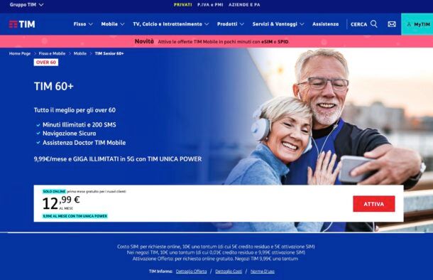 offerte TIM over 60