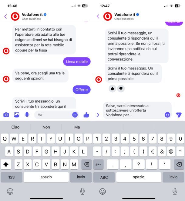 Contattare Vodafone sui social