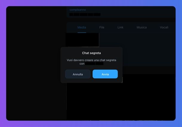 Mandare foto a tempo Telegram macOS