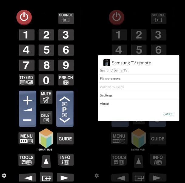 schermate app TV Samsung Remote Control