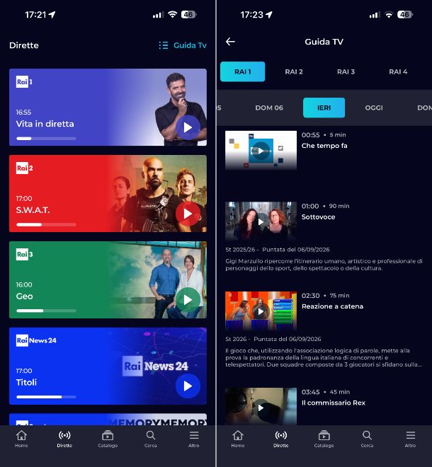 RaiPlay smartphone e tablet