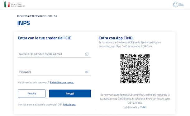 Accedere sito INPS con CIE
