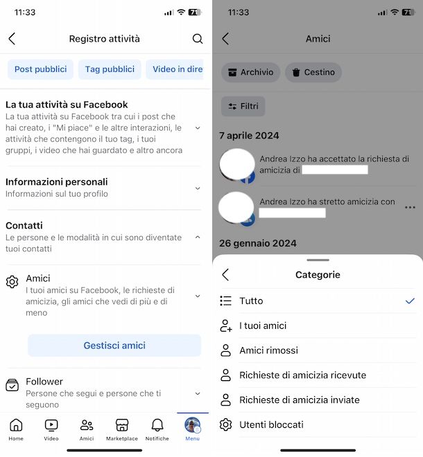 Cronologia amicizie su Facebook