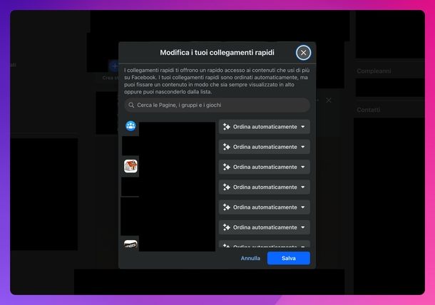 Creare collegamenti rapidi Facebook Web