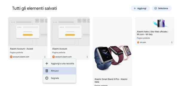 come eliminare gli elementi salvati su Google PC