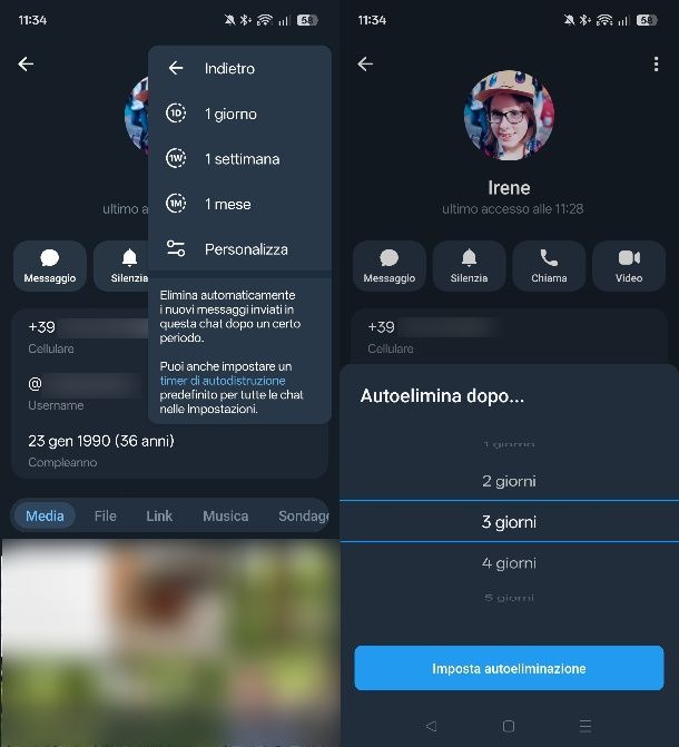 Come mandare foto a tempo con Telegram Android
