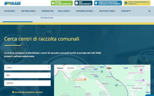 sito ufficiale centro coordinamento RAEE