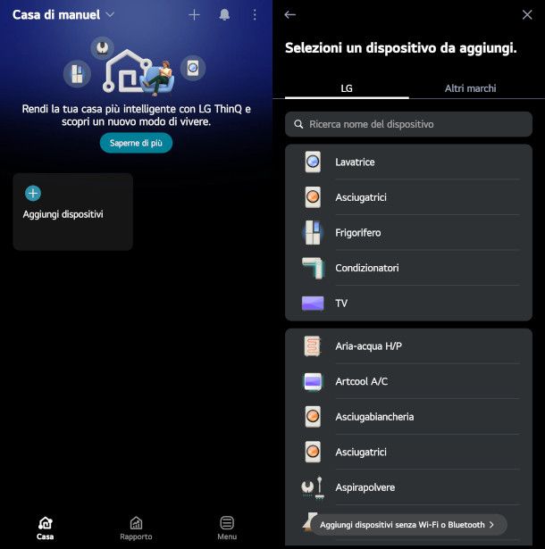 schermate app LG ThinQ