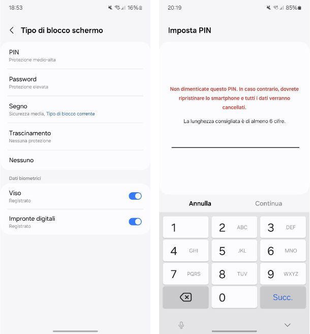 Come reimpostare il blocco schermo