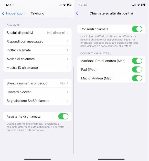 Attivare inoltro chiamate iPhone su iPad