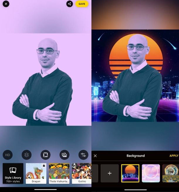 Prisma App per cambiare sfondo alle foto