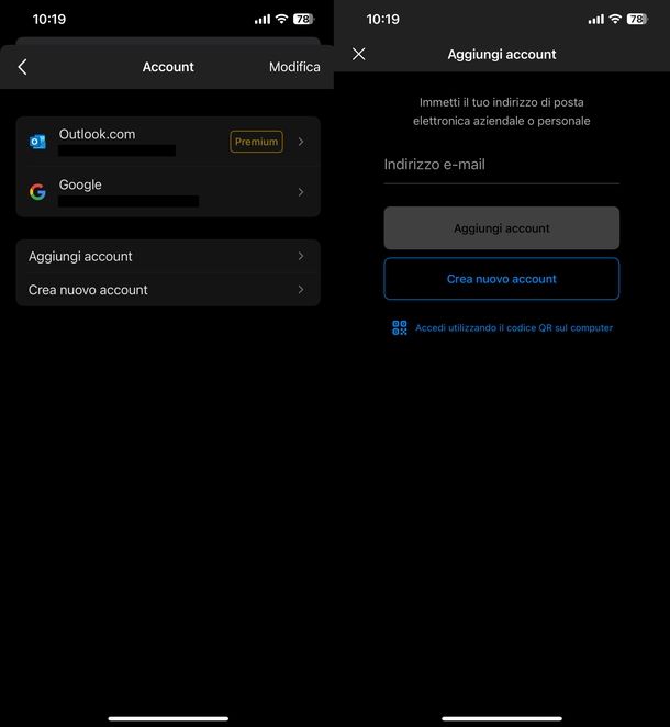 Impostare Gmail su Outlook iPhone