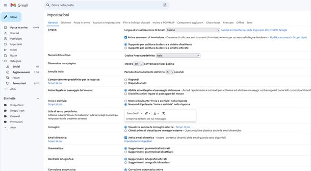Impostare Gmail browser