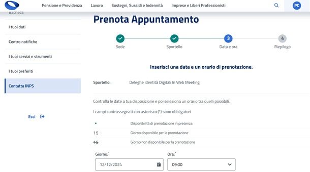 Come prenotare appuntamento INPS da PC
