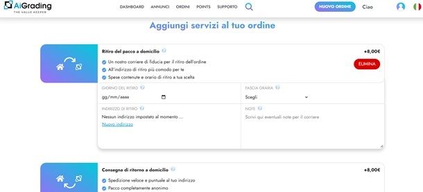 Costi e modalità di spedizione di AiGrading