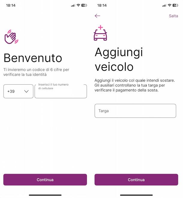 Creare account EasyPark