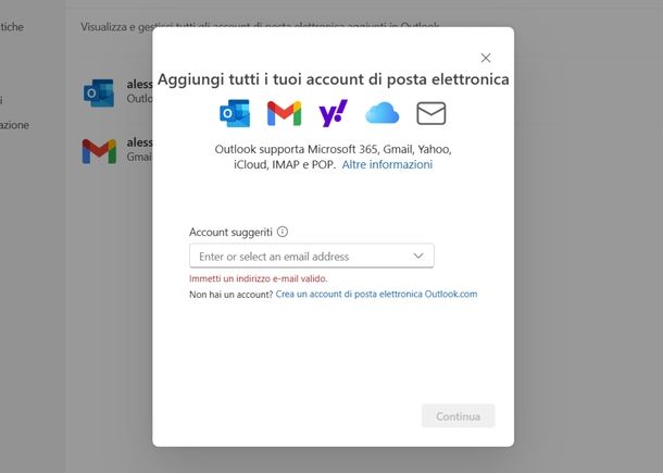 Impostare Gmail su Outlook new Windows