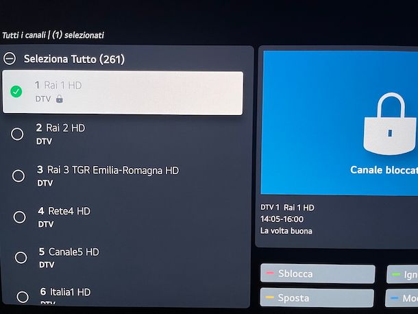 Blocco canali Smart TV LG