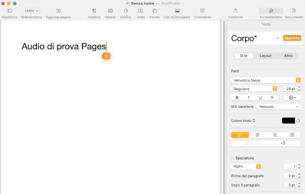 dettatura su Mac