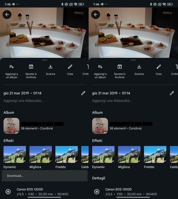 Passare foto da Google Foto a galleria Android
