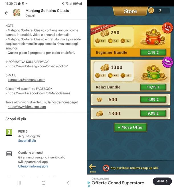 acquisti in app rimuovere pubblicità
