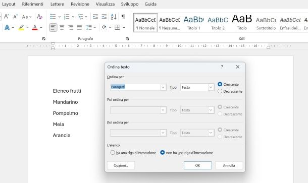 Come ordinare una lista in ordine alfabetico su Word