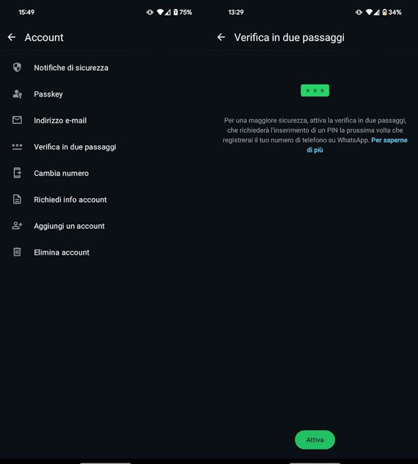 Autenticazione a due fattori su WhatsApp