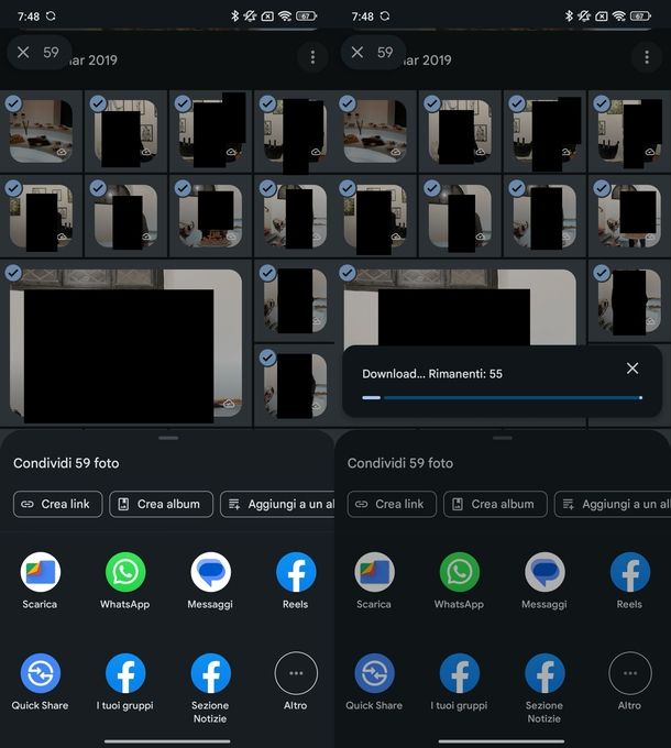 Passare foto da Google Foto a galleria Android